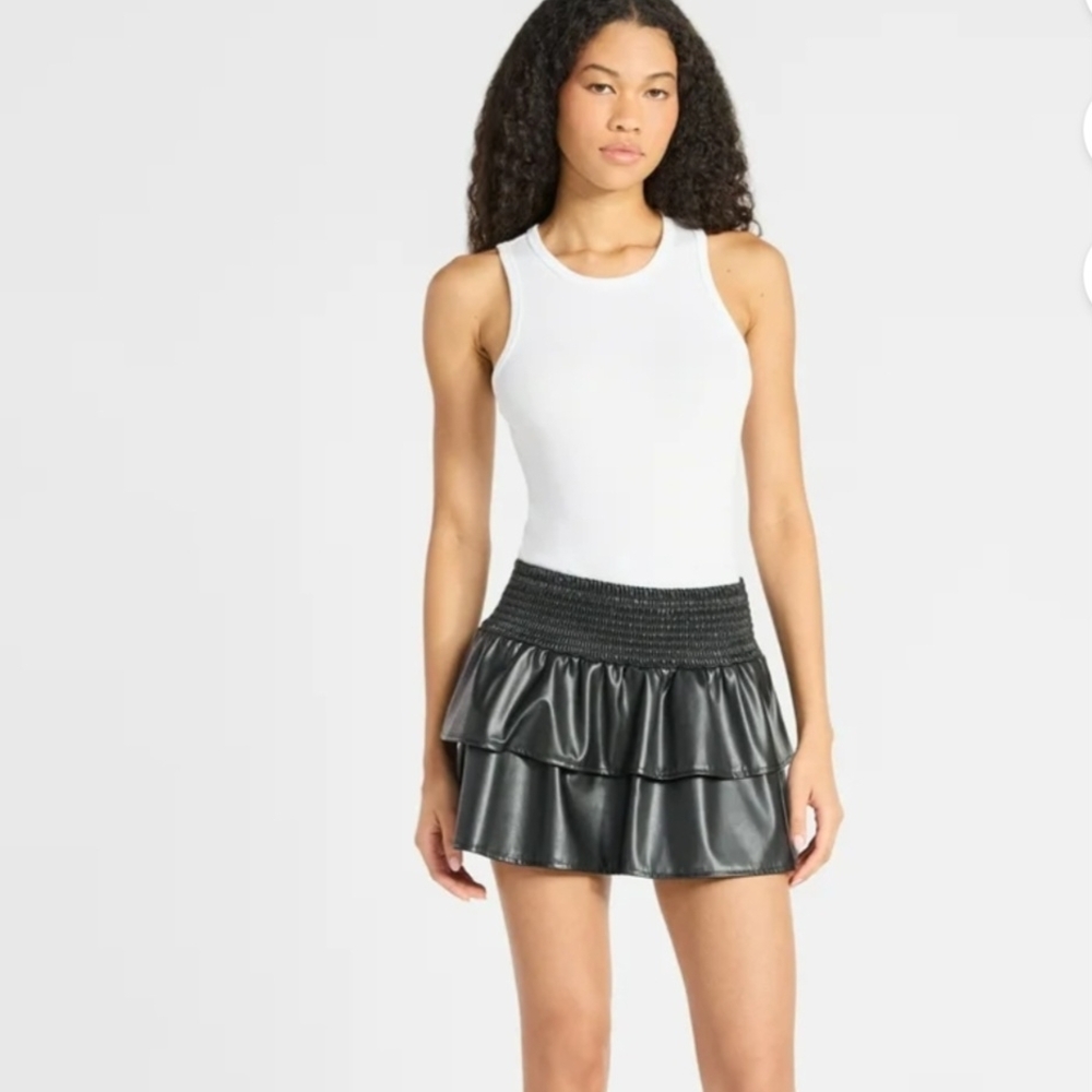 No Boundaries Black Faux Leather Mini Skirt Size Large NWT